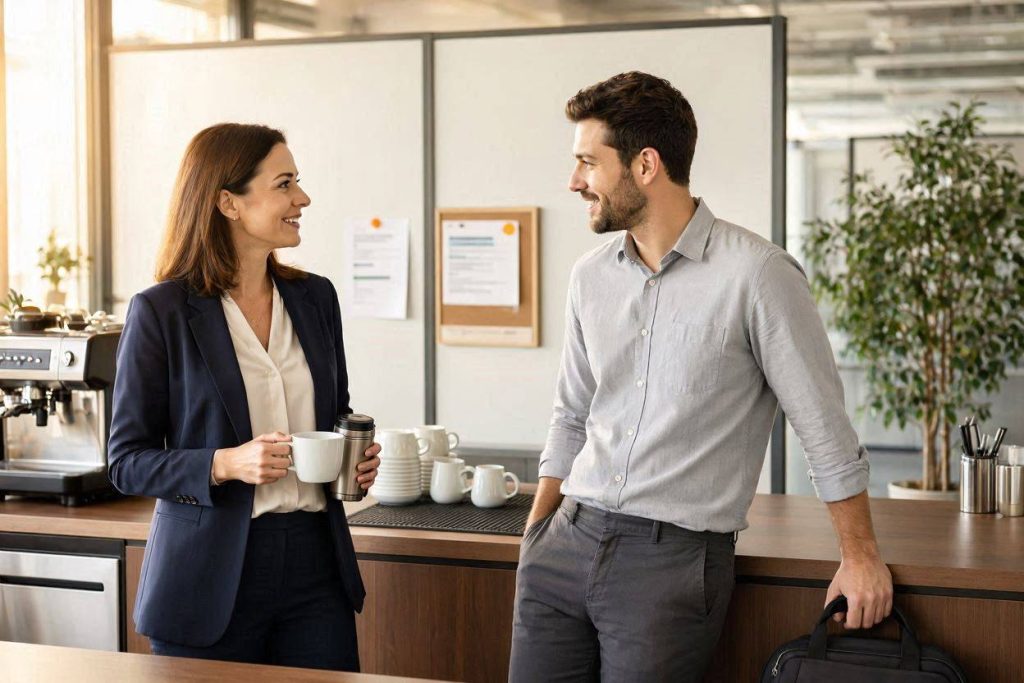 Small talk po angielsku w pracy: bezpieczne tematy i reakcje