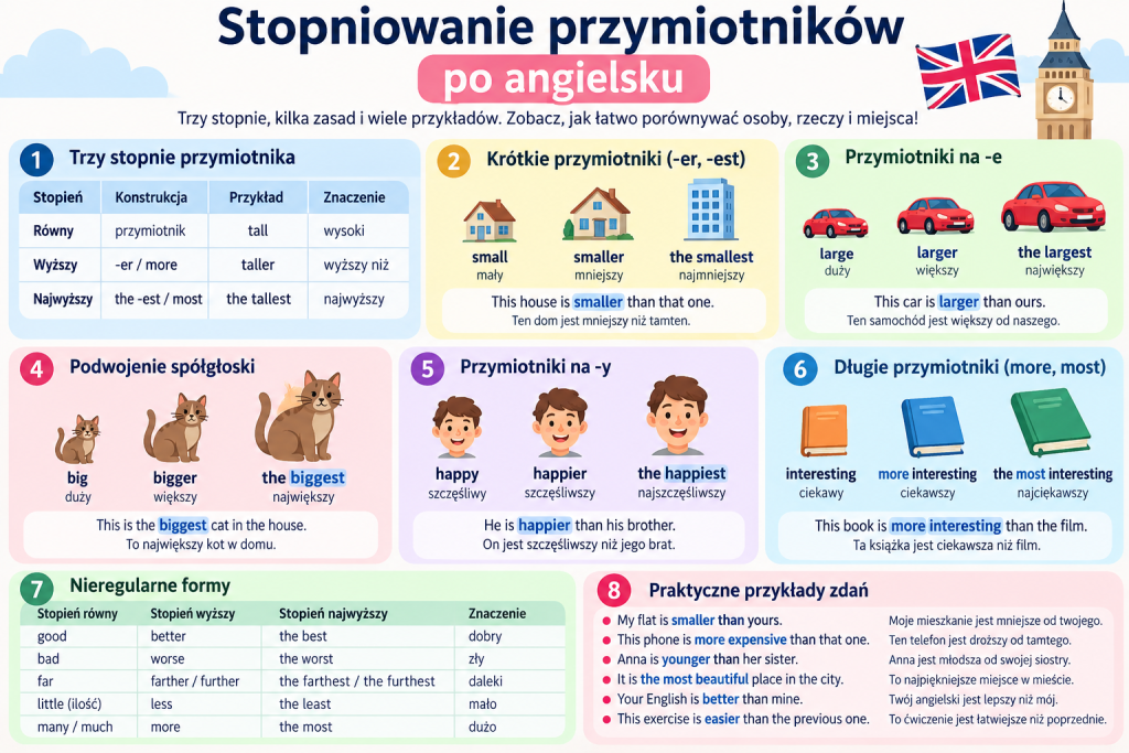 Stopniowanie przymiotników po angielsku. Zasady i wyjątki