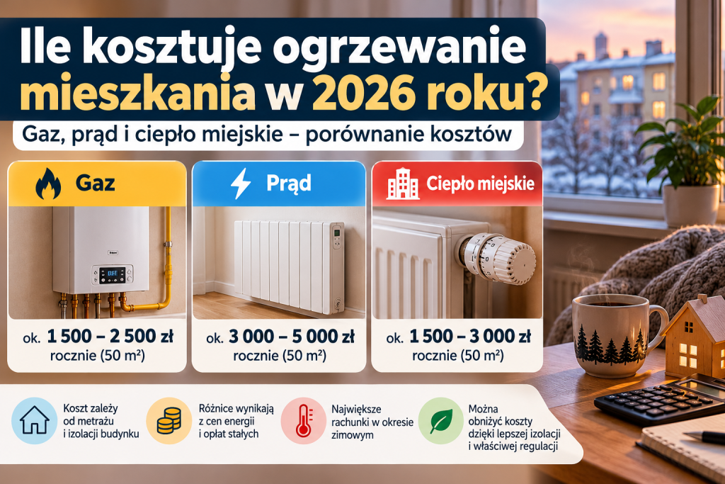 Ile kosztuje ogrzewanie mieszkania w Polsce 2026? Gaz, prąd, ciepło miejskie