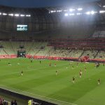 Reprezentacja Polski kobiet na rozgrzewce przed meczem na Polsat Plus Arena Gdańsk